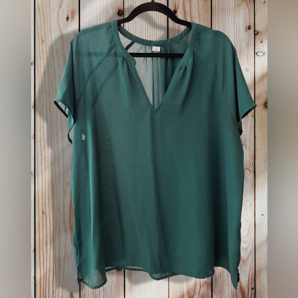Old Navy Deep Green Women's V Neck Blouse